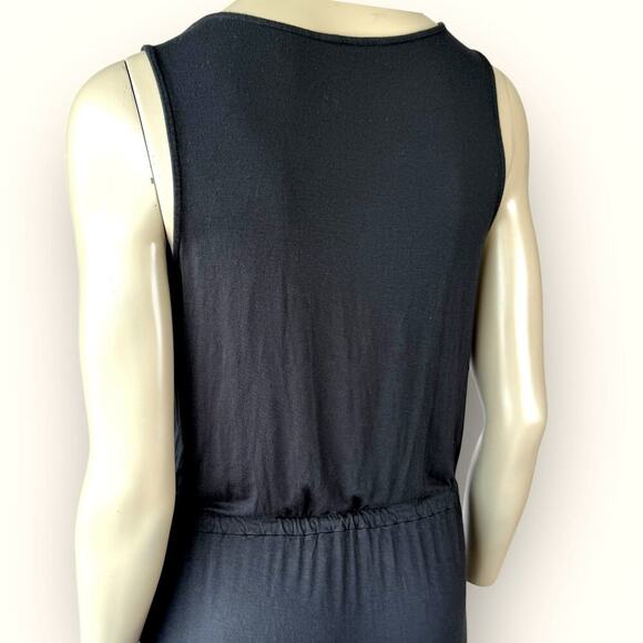 Soma Sleeveless T Shirt Tank Dress Stretchy Elastic Tie Waist Size M Black - Picture 9 of 13